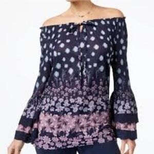 STYLE&CO Large bell sleeve top floral sheer top